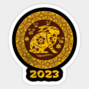 Vintage Chinese Lunar New Year 2023 - Year Of The Rabbit Distressed Sticker